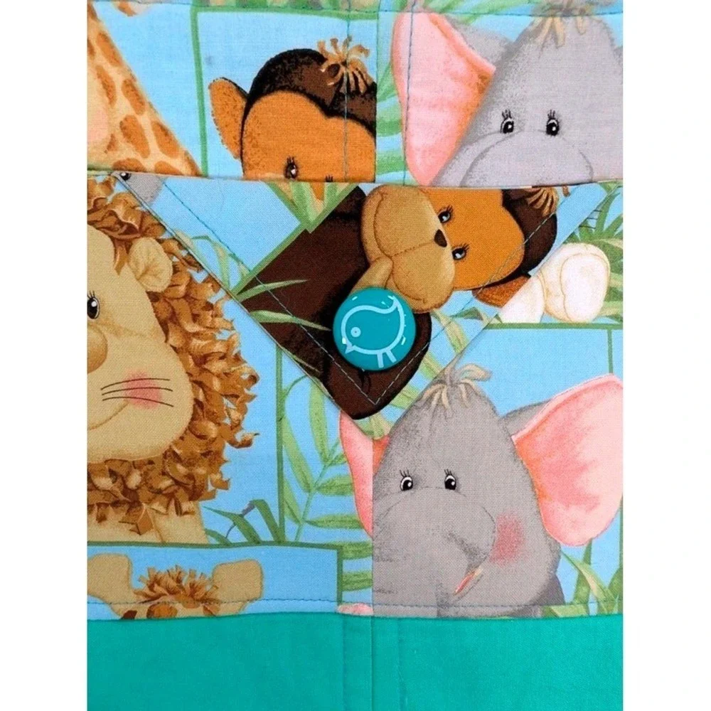 Handmade Quilted Jungle Safari Tote w/ Matching Fabric Insert By Nora Susor